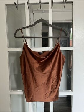 Dynamite Copper Satin Cowl Neck Camisole
